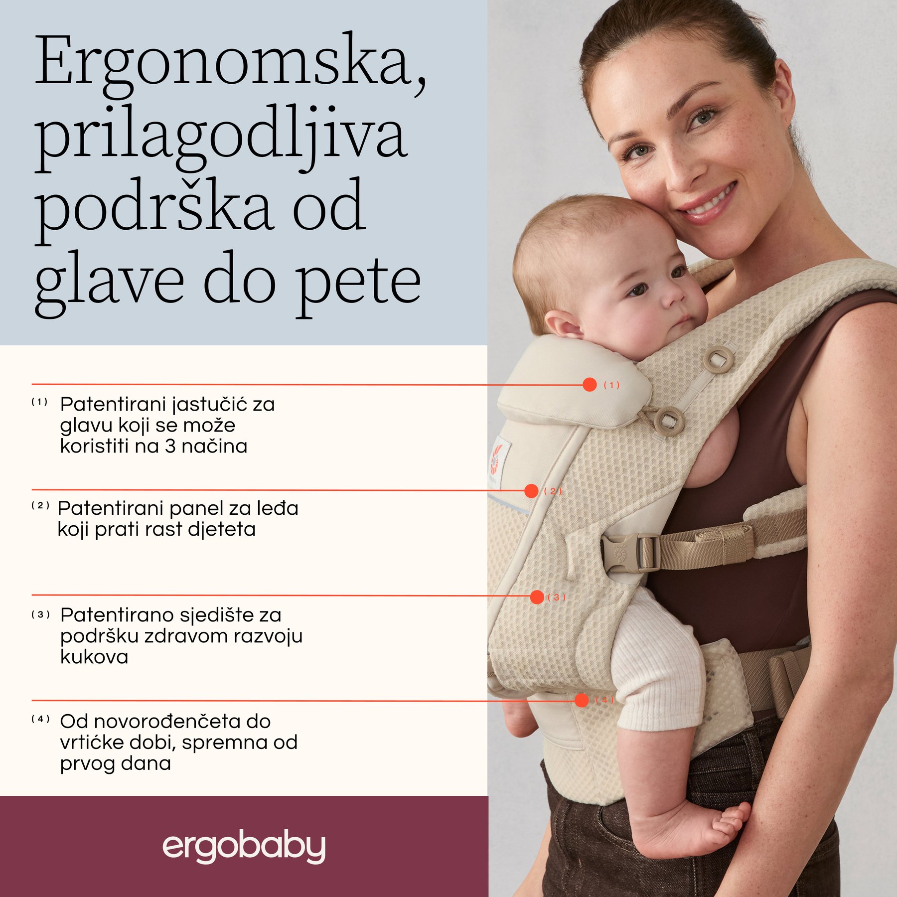 Ergobaby Adapt SoftFlex Mesh nosiljka, Grafit siva - Slika 3