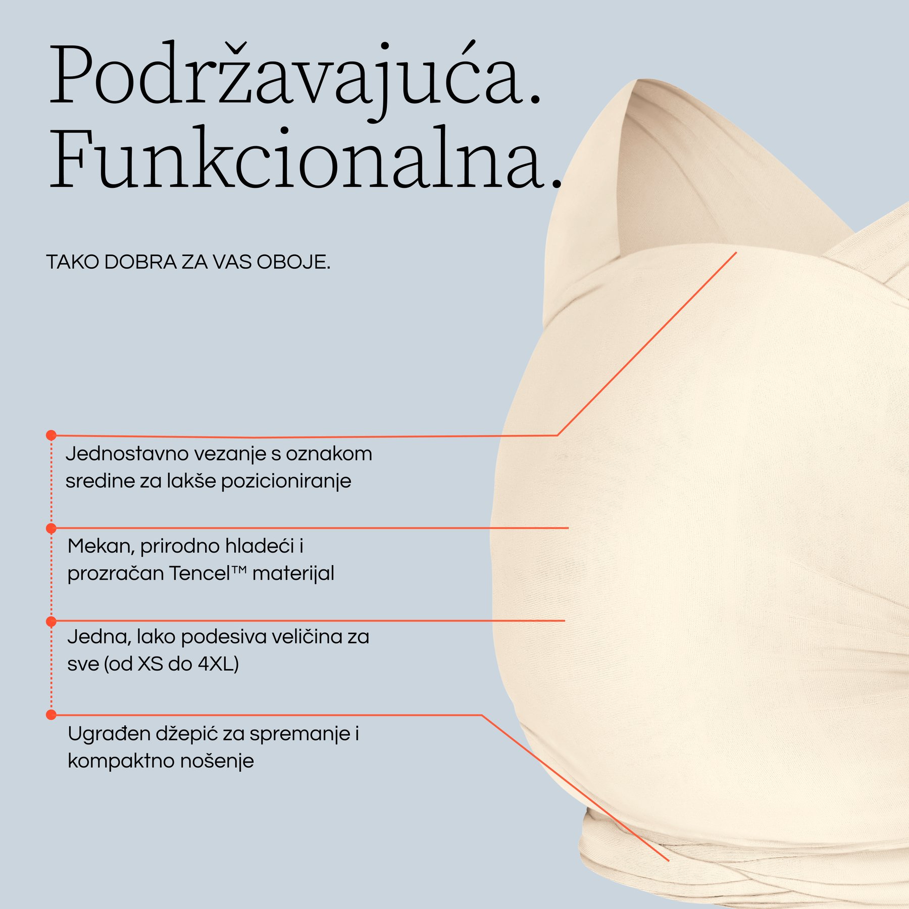 Ergobaby Aura marama Sustainable Knit - Grey Stripes - Slika 4