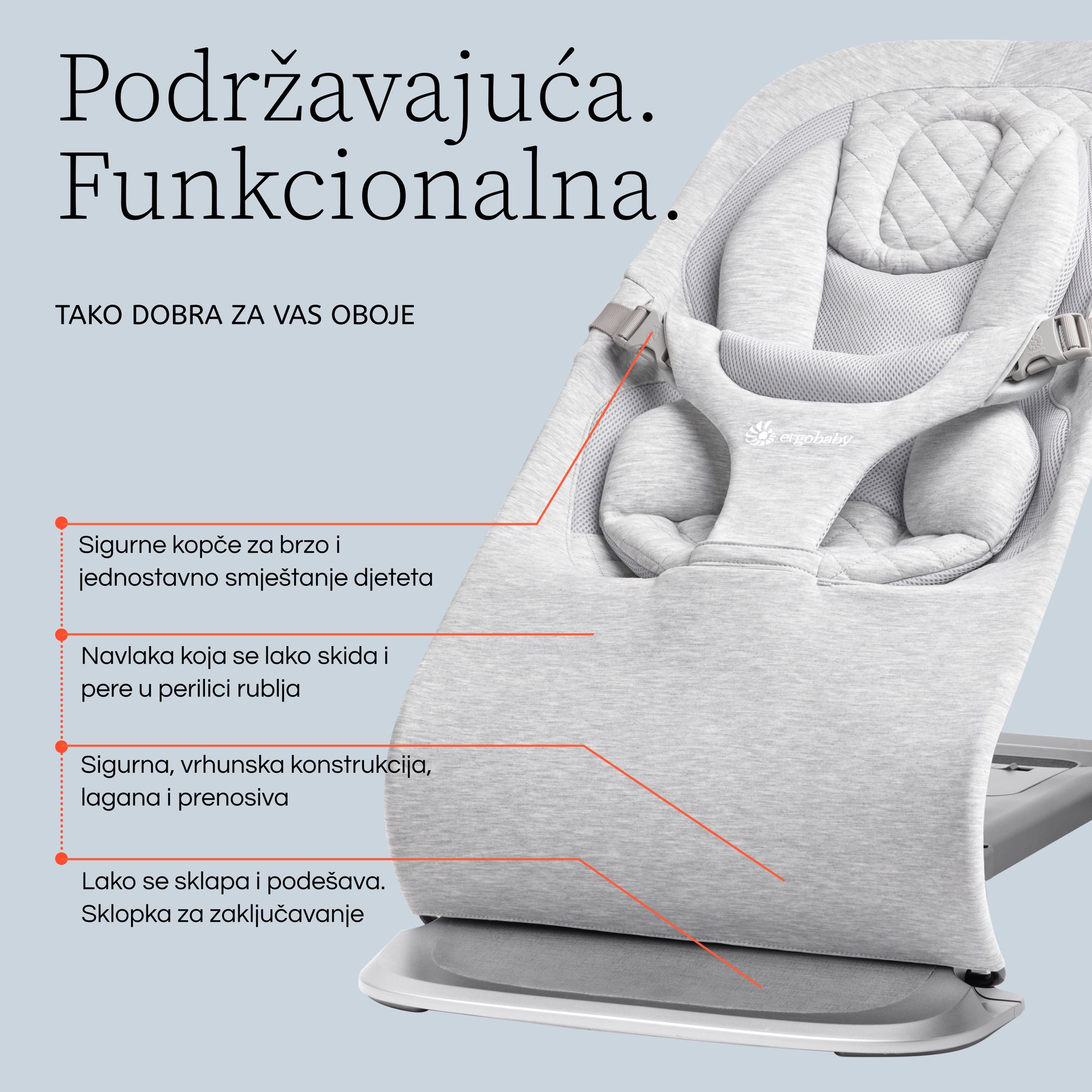 Ergobaby Evolve ležaljka 3u1 – Midnight Blue - Slika 4