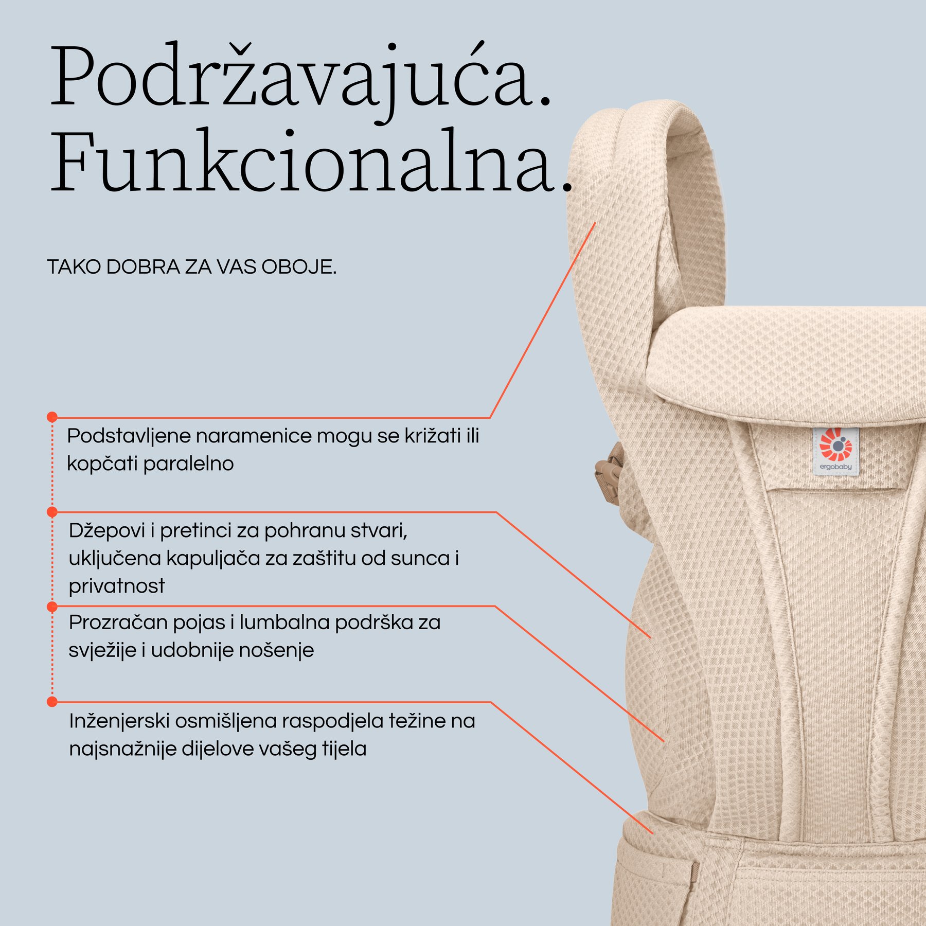 Ergobaby Omni Deluxe Mesh nosiljka - Canyon Clay - Slika 5