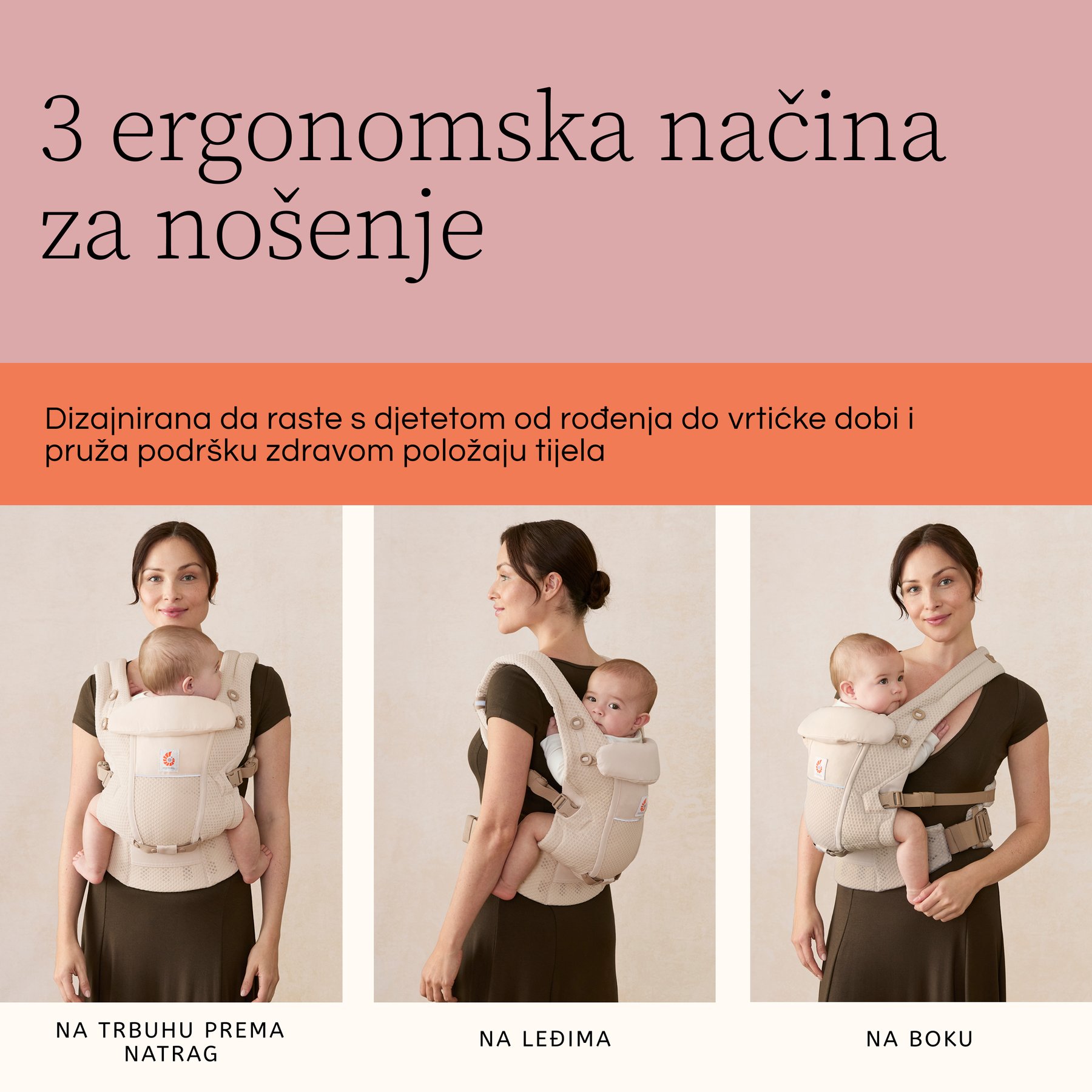 Ergobaby Adapt SoftFlex Mesh nosiljka, Grafit siva - Slika 5