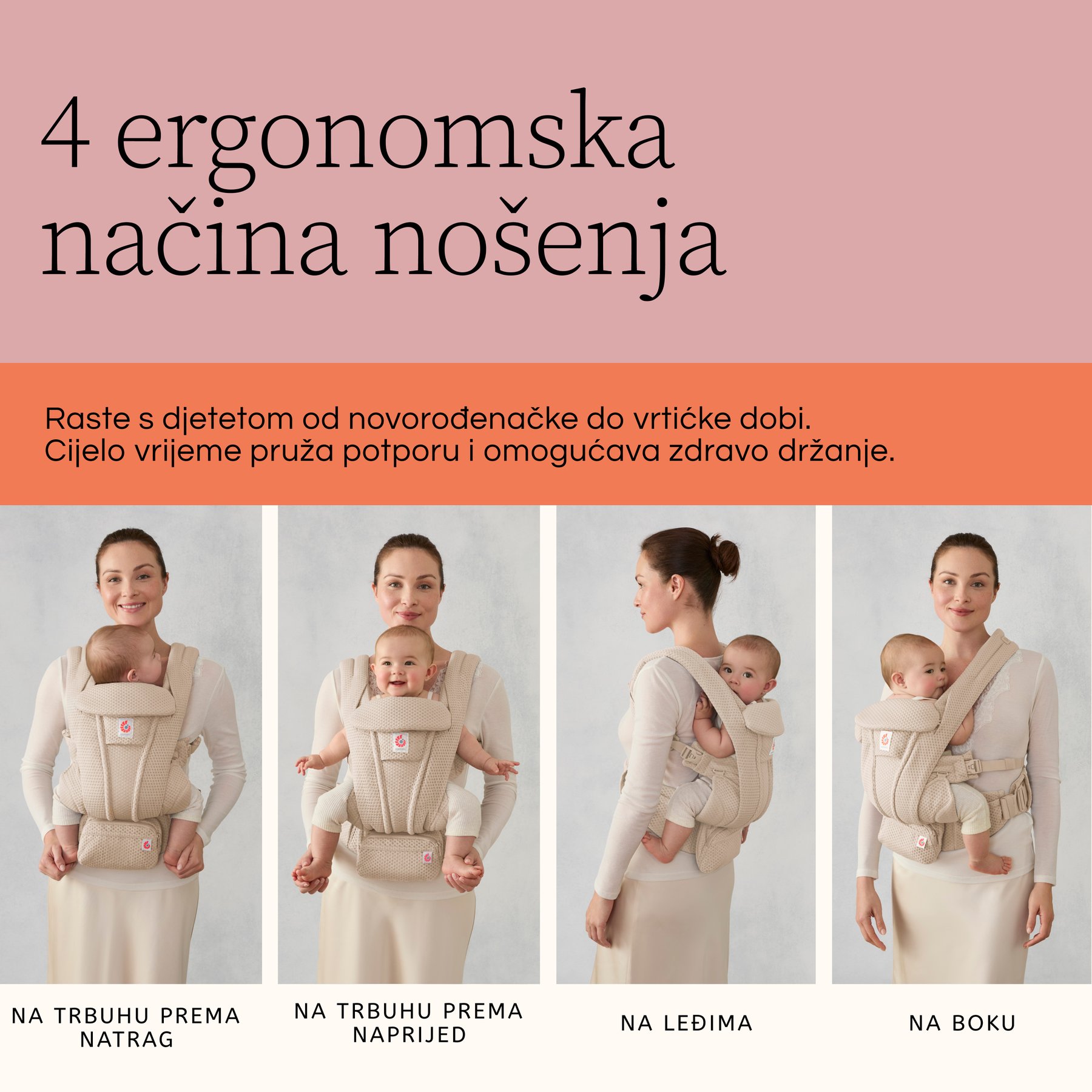 Ergobaby Omni Deluxe Mesh nosiljka - Natural Beige - Slika 6